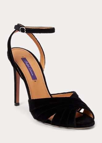 Black Women’s Ralph Lauren Bacall II Velvet Sandals