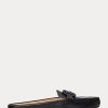 Black Women’s Ralph Lauren Brynn Burnished Leather Driver Flat Shoes