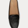 Black Women’s Ralph Lauren Brynn Burnished Leather Driver Flat Shoes