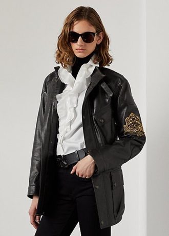 Black Women’s Ralph Lauren Cadena Calfskin Moto Jackets