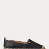 Black Women’s Ralph Lauren Cameryn IV Tumbled Leather Flat Shoes
