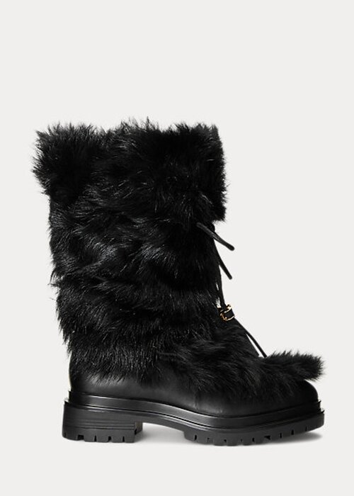 Black Women’s Ralph Lauren Celia Shearling & Burnished Leather Boots Black Women’s Ralph Lauren Celia Shearling & Burnished Leather Boots
