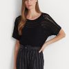 Black Women’s Ralph Lauren Cotton Mesh Short-Sleeve Sweaters Black Women’s Ralph Lauren Cotton Mesh Short-Sleeve Sweaters