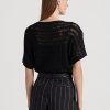 Black Women’s Ralph Lauren Cotton Mesh Short-Sleeve Sweaters Black Women’s Ralph Lauren Cotton Mesh Short-Sleeve Sweaters