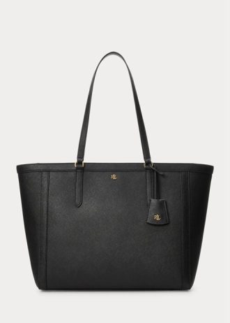 Black Women’s Ralph Lauren Crosshatch Leather Large Clare Tote Bags