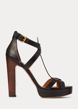 Black Women’s Ralph Lauren Dakota Burnished Calfskin Sandals