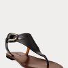 Black Women’s Ralph Lauren Delancie Welington Calfskin Sandals