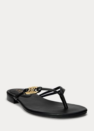 Black Women’s Ralph Lauren Emalia Nappa Leather Flip Flops