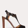 Black Women’s Ralph Lauren Emilie Welington Calfskin Sandals