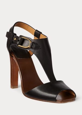 Black Women’s Ralph Lauren Emilie Welington Calfskin Sandals