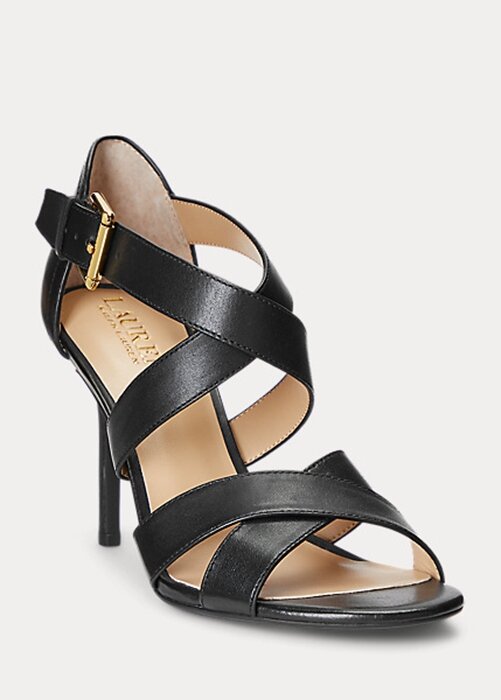 Black Women’s Ralph Lauren Gisella Burnished Leather Heels Black Women’s Ralph Lauren Gisella Burnished Leather Heels