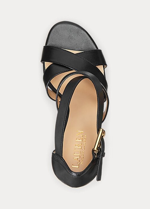 Black Women’s Ralph Lauren Gisella Burnished Leather Heels Black Women’s Ralph Lauren Gisella Burnished Leather Heels