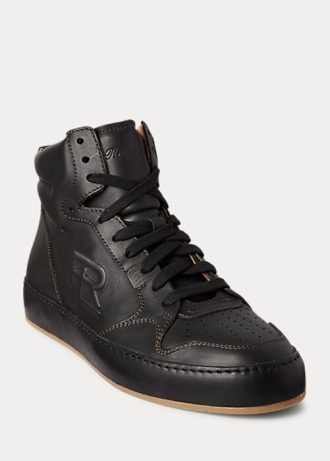 Black Women’s Ralph Lauren Jaemyn Calfskin High-Top Sneakers