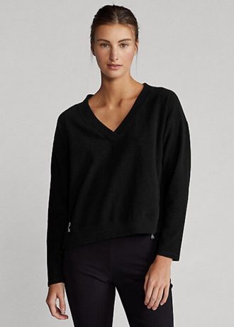 Black Women’s Ralph Lauren Jersey V-Neck Sweatshirts