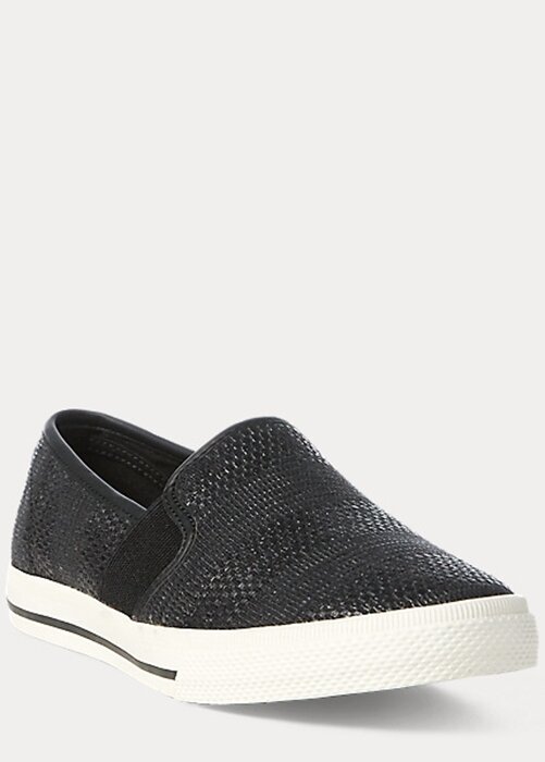 Black Women’s Ralph Lauren Jinny Woven Slip-On Sneakers Black Women’s Ralph Lauren Jinny Woven Slip-On Sneakers