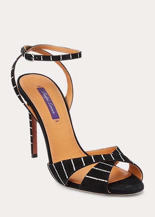Black Women’s Ralph Lauren Kandice Embellished Goat-Suede Sandals Black Women’s Ralph Lauren Kandice Embellished Goat-Suede Sandals