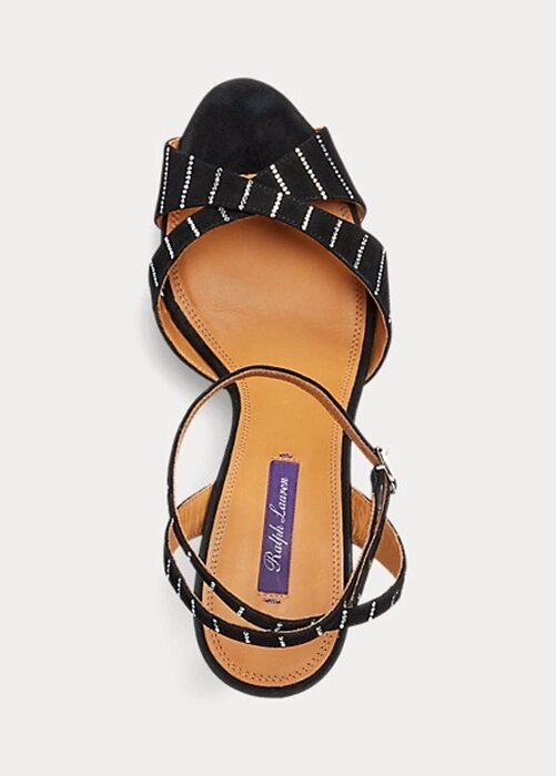Black Women’s Ralph Lauren Kandice Embellished Goat-Suede Sandals Black Women’s Ralph Lauren Kandice Embellished Goat-Suede Sandals