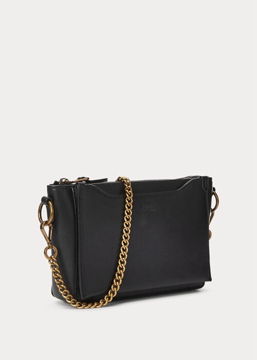 Black Women’s Ralph Lauren Leather Mini Sloane Crossbody Bags Black Women’s Ralph Lauren Leather Mini Sloane Crossbody Bags