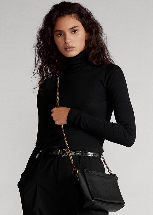 Black Women’s Ralph Lauren Leather Mini Sloane Crossbody Bags Black Women’s Ralph Lauren Leather Mini Sloane Crossbody Bags