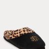 Black Women’s Ralph Lauren Leopard Logo Slippers Black Women’s Ralph Lauren Leopard Logo Slippers