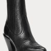 Black Women’s Ralph Lauren Lowrey Leather Cowboy Boots