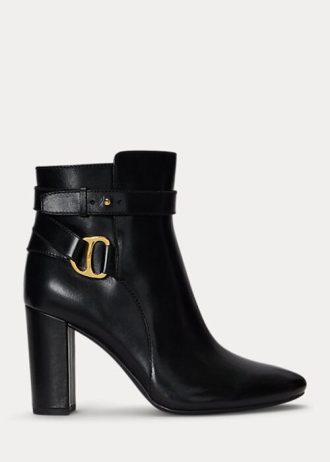 Black Women’s Ralph Lauren Madelyn Burnished Leatherie Boots