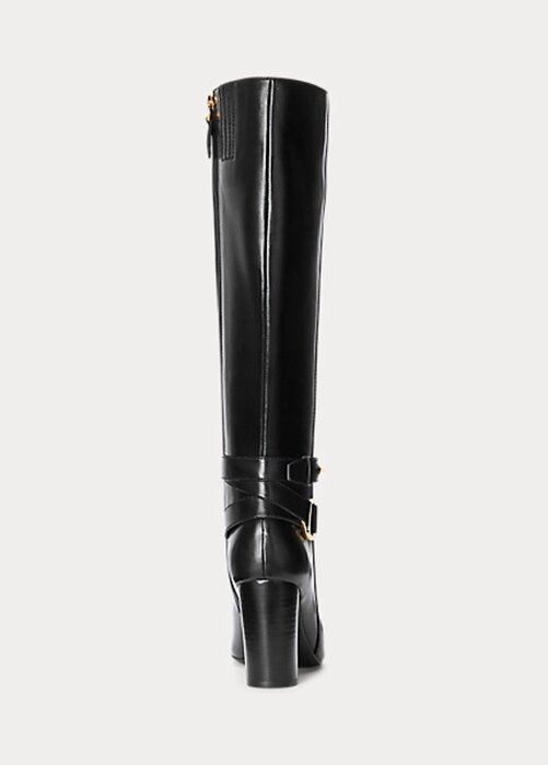 Black Women’s Ralph Lauren Makenna Burnished Leather Riding Boots Black Women’s Ralph Lauren Makenna Burnished Leather Riding Boots
