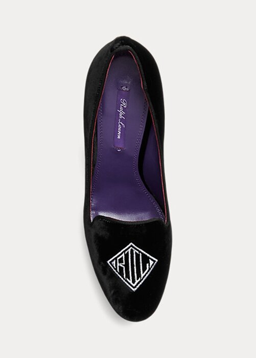 Black Women’s Ralph Lauren Marion Embroidered Velvet Heels Black Women’s Ralph Lauren Marion Embroidered Velvet Heels