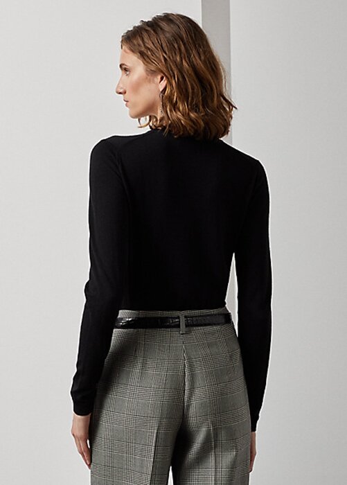 Black Women’s Ralph Lauren Merino Wool Crewneck Sweaters Black Women’s Ralph Lauren Merino Wool Crewneck Sweaters