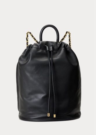 Black Women’s Ralph Lauren Nappa Leather Medium Izzie Backpacks