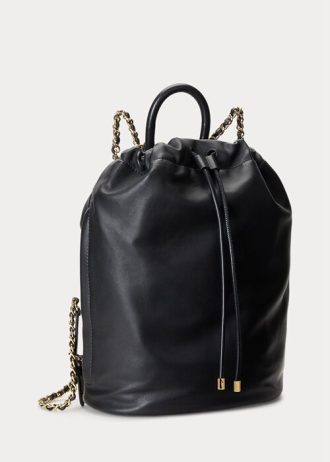 Black Women’s Ralph Lauren Nappa Leather Medium Izzie Backpacks