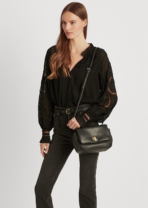 Black Women’s Ralph Lauren Nappa Leather Medium Shoulder Bags Black Women’s Ralph Lauren Nappa Leather Medium Shoulder Bags