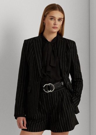 Black Women’s Ralph Lauren Pinstripe Linen-blend Twill  Blazers