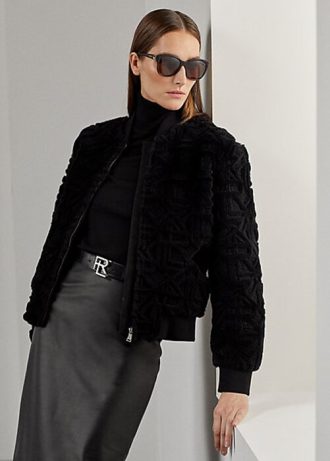 Black Women’s Ralph Lauren Raygan Shearling Bomber Jackets