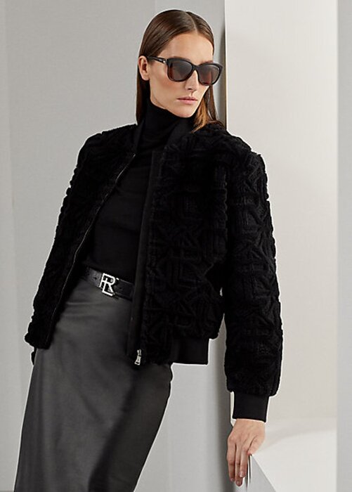 Black Women’s Ralph Lauren Raygan Shearling Bomber Jackets Black Women’s Ralph Lauren Raygan Shearling Bomber Jackets