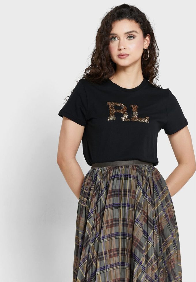 Black Women’s Ralph Lauren Round Neck Logo T Shirts