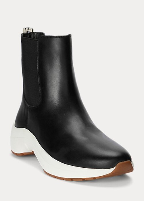 Black Women’s Ralph Lauren Rylee Burnished Leather Slip-On Sneakers Black Women’s Ralph Lauren Rylee Burnished Leather Slip-On Sneakers