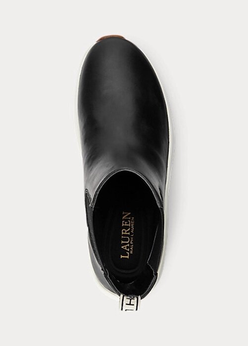 Black Women’s Ralph Lauren Rylee Burnished Leather Slip-On Sneakers Black Women’s Ralph Lauren Rylee Burnished Leather Slip-On Sneakers