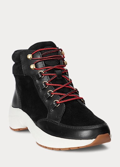 Black Women’s Ralph Lauren Rylee Suede & Leather High-Top Sneakers Black Women’s Ralph Lauren Rylee Suede & Leather High-Top Sneakers