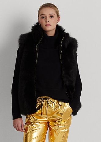 Black Women’s Ralph Lauren Shearling Vest