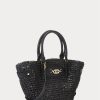 Black Women’s Ralph Lauren Straw Small Daphney Tote Bags Black Women’s Ralph Lauren Straw Small Daphney Tote Bags