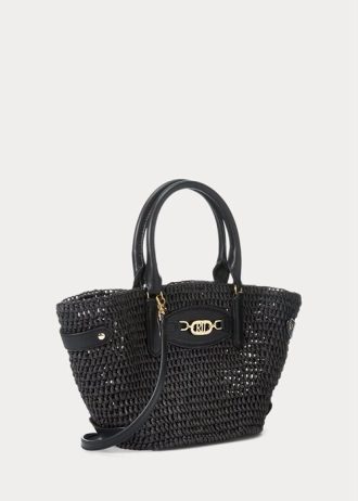 Black Women’s Ralph Lauren Straw Small Daphney Tote Bags
