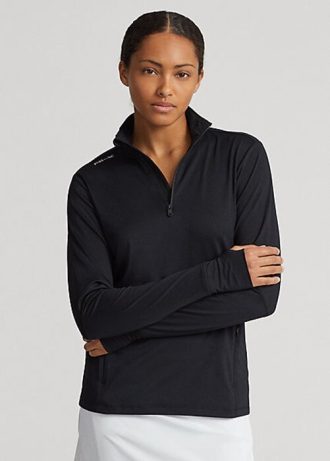 Black Women’s Ralph Lauren Stretch Jersey Quarter-Zip Sweatshirts