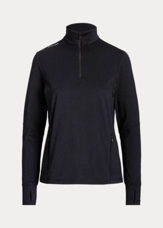 Black Women’s Ralph Lauren Stretch Jersey Quarter-Zip Sweatshirts