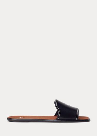 Black Women’s Ralph Lauren Vachetta Leather Slippers