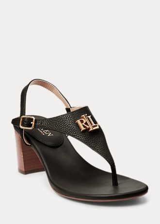 Black Women’s Ralph Lauren Westcott II Tumbled Leather Sandals