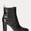 Black Women’s Ralph Lauren ylah Embossed Leatherie Boots