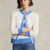 Blue / Cream Women’s Ralph Lauren Crest Cashmere Cardigan Sweaters