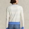 Blue / Cream Women’s Ralph Lauren Crest Cashmere Cardigan Sweaters