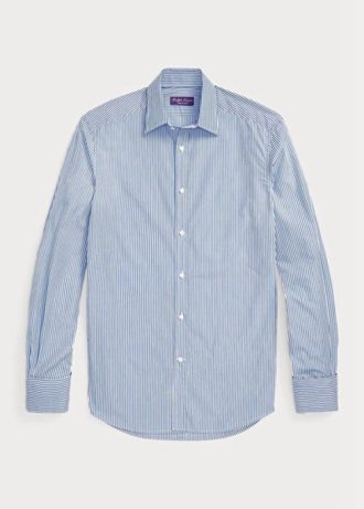 Blue Men’s Ralph Lauren Bengal-stripe Poplin French Cuff Formal Shirts